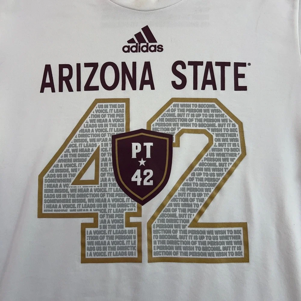 Adidas Mens Medium White Arizona State Pat Tillman 42 AEROREADY T-Shirt